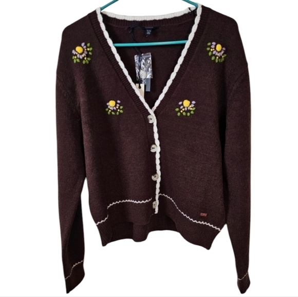 Buffalo David Bitton Scalloped Vintage Landry Cottagecore Knit Cardigan - Picture 1 of 7